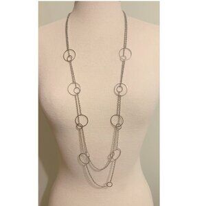 Nygard Silver Tone Circle Link Long Necklace